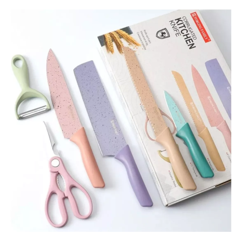 Set juego de cuchillos 6 piezas Colores